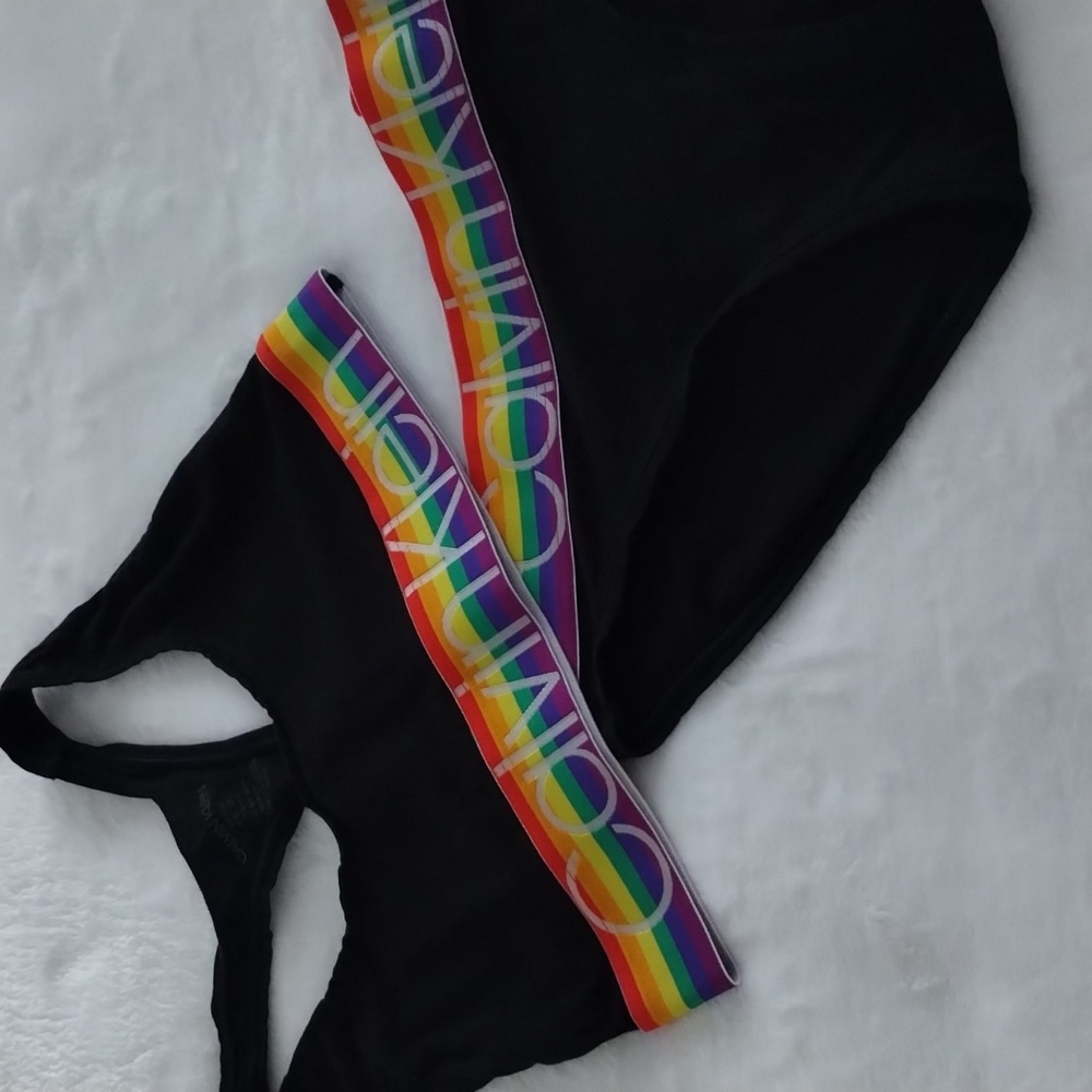 Calvin Klein NWOT 2pc Pride Rainbow Sports Bra And Hip Hugger Brief Set